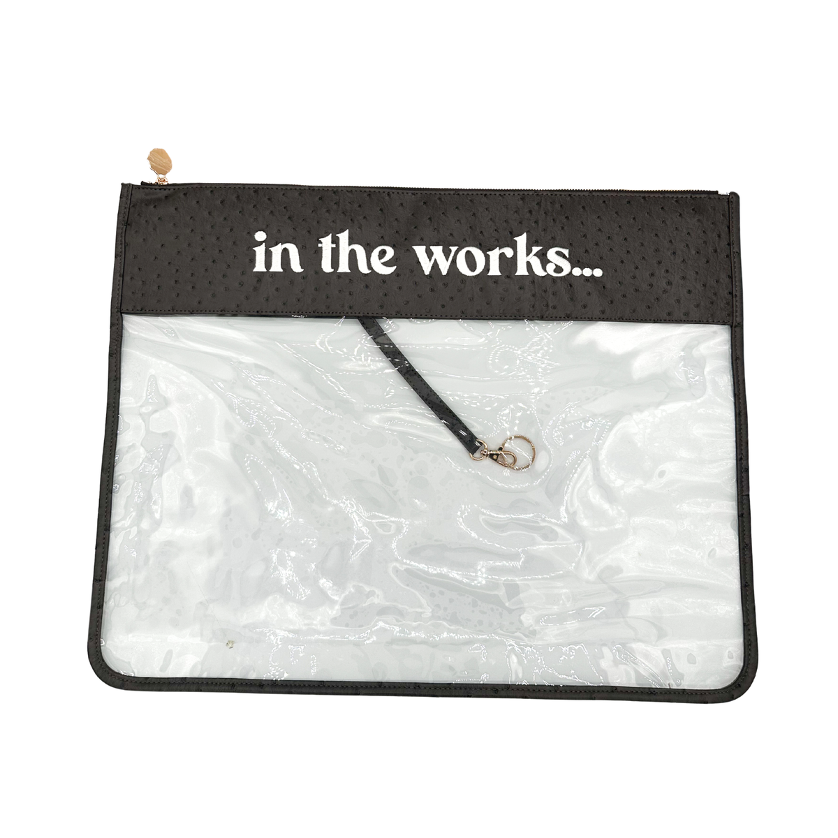 Extra Large In the Works Project Bag - Chocolate Brown Ostrich