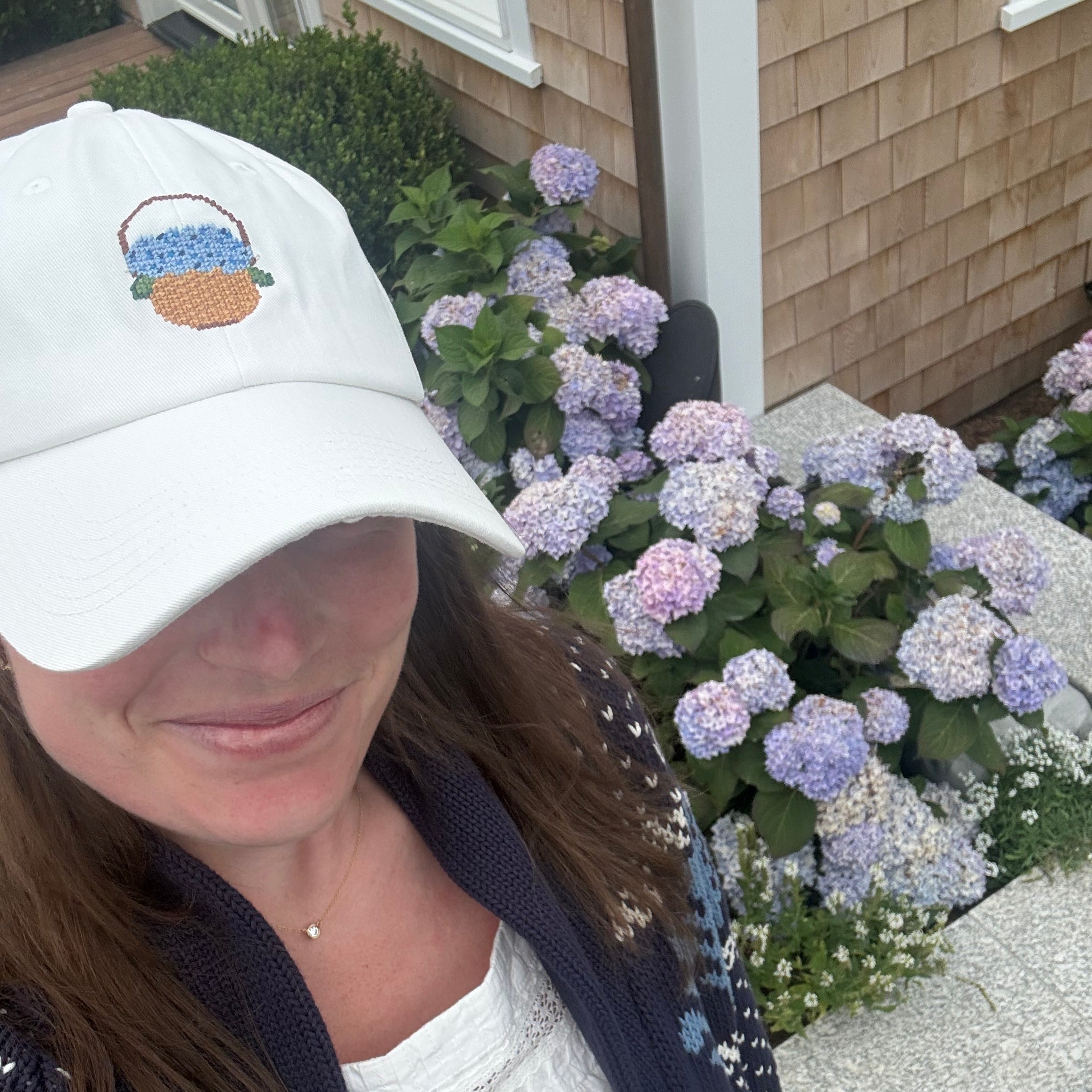 Hydrangea Basket Needlepoint Hat