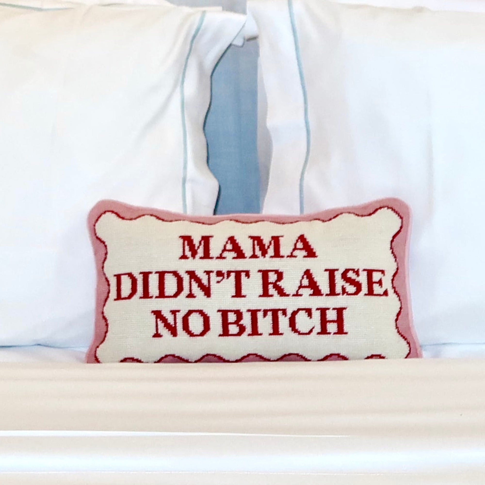 Mama Didn't Raise No Bitch - Needlepoint Pillow